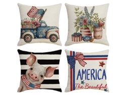 Juego De 4 Fundas De Almohada Decorativas Con Temática De Camiones Rojos Y Azules
