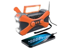 Radio de emergencia solar con manivela de 10000 mAh, linterna, USB multifunción, color naranja, Panoona