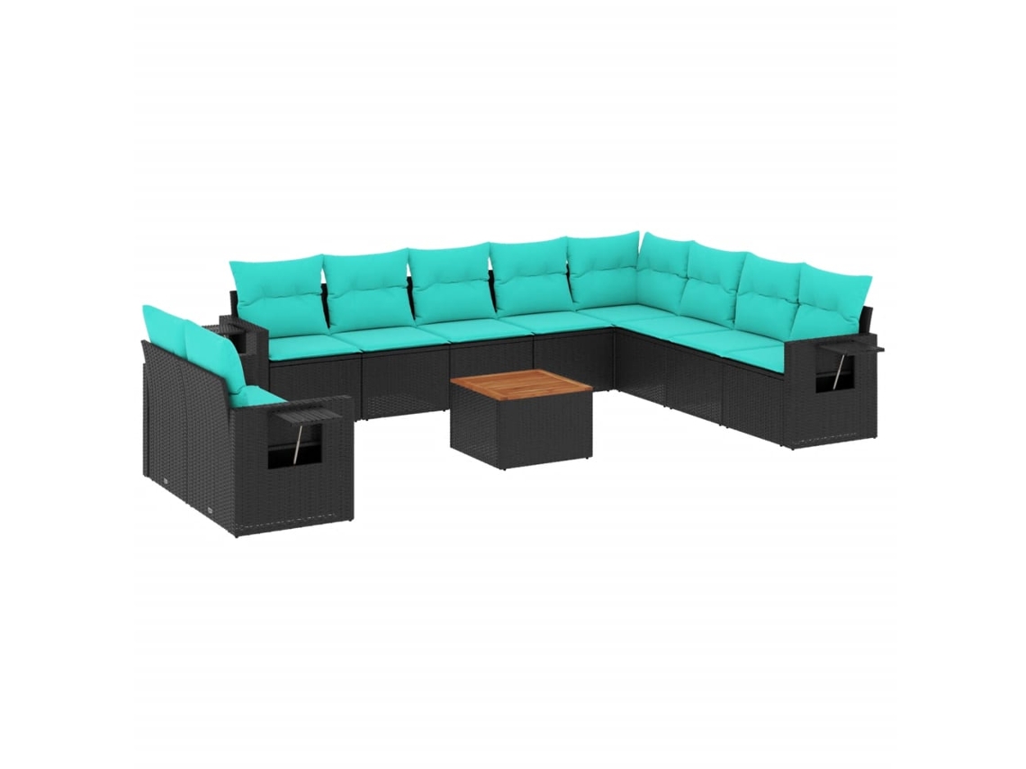 Maison Exclusive - Conjunto De Sofá De Jardín De 11 Piezas Con Cojines, De Poliratán Negro