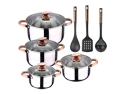 Batería De Cocina Ø16ø18ø20ø24cm De Acero Inoxidable Nona San Ignacio (8 Piezas) Con 3 Utensilios