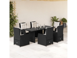 Juego de comedor de jardín de 7 piezas con cojines de mimbre negros de DKD Home Decor