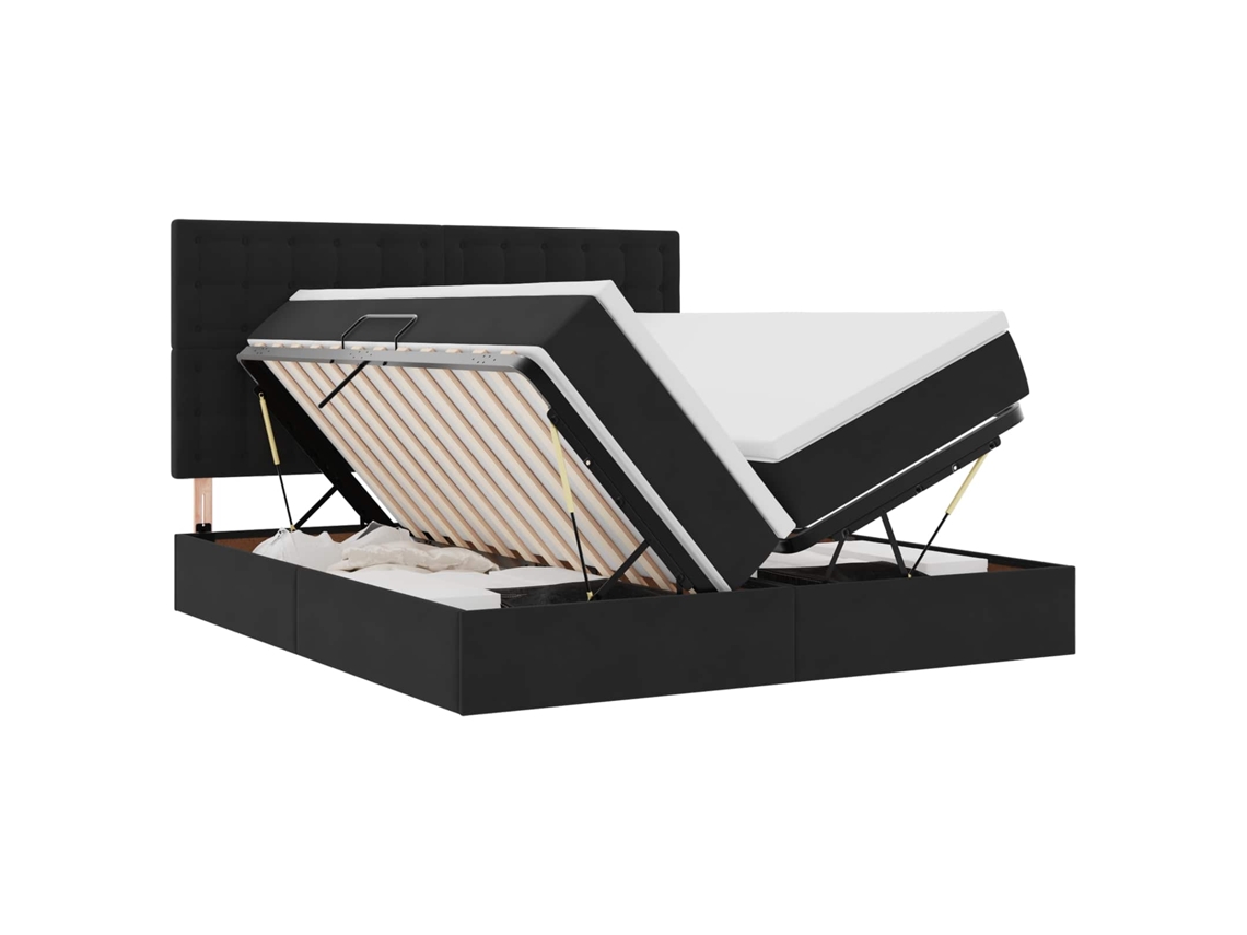 Maison Exclusive - Cama De Almacenamiento Led Con Colchón Negro 180 X 200 Cm