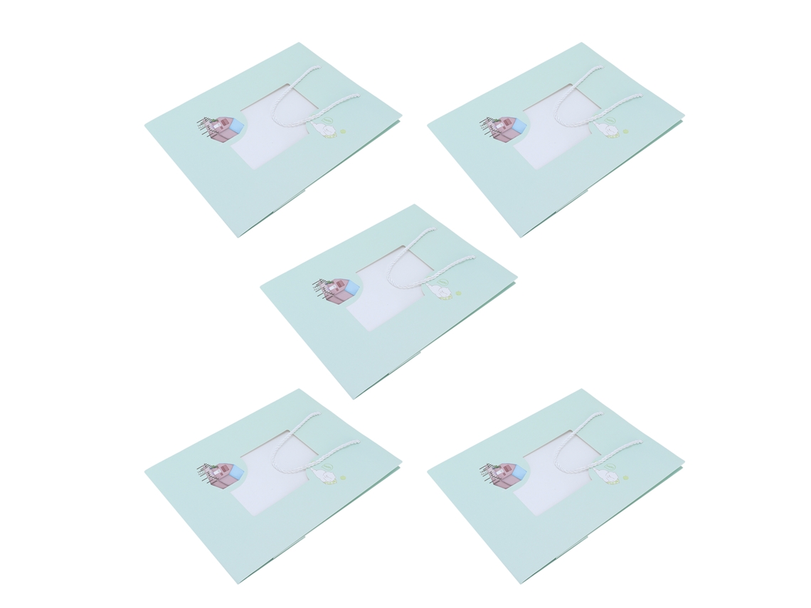 5 Bolsas De Regalo De Papel Portátiles Con Estampado De Gato De Dibujos Animados Para Compras Y Fiestas.