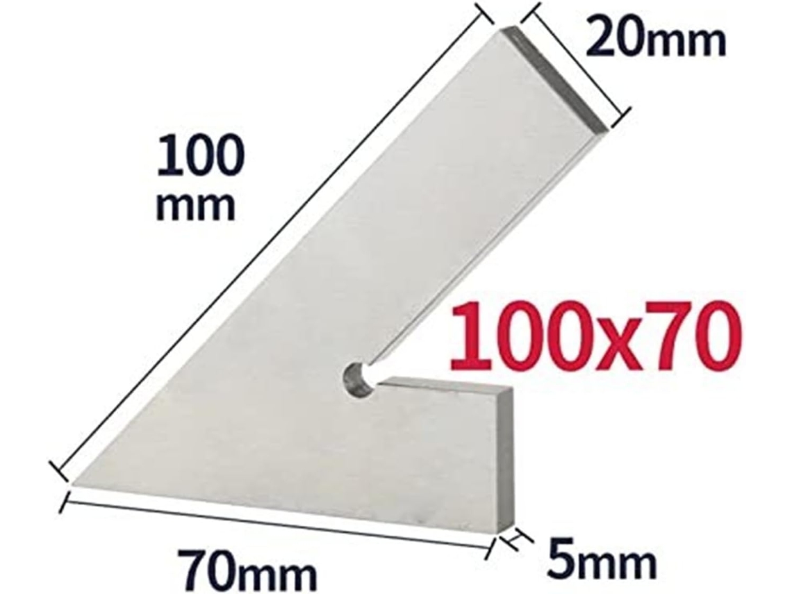 Regla Cuadrada De Borde Plano De 45 Grados, Herramienta De Medición Multiángulo, Con Base (100x70 Mm) (200x130 Mm Con Base)