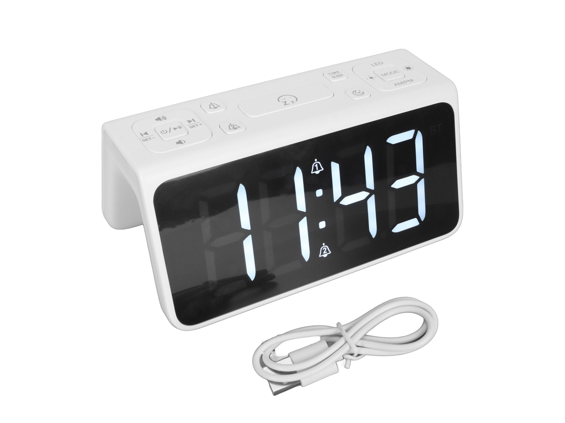 Reloj De Escritorio Con Altavoz Bluetooth, Doble Alarma, Alarma Con Ruido Blanco Y Luz Para Dormitorio