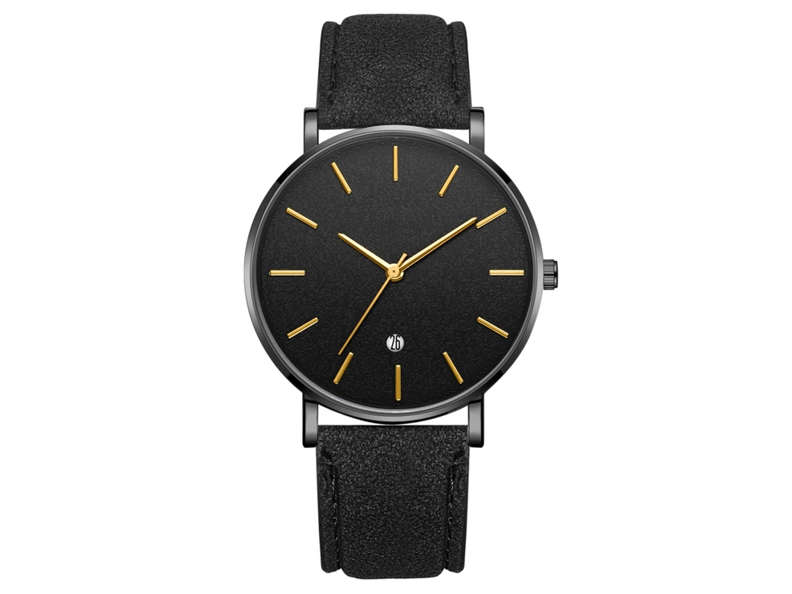 Reloj De Pulsera Analógico De Cuarzo Con Esfera Redonda Cinturón Negro