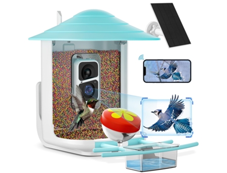 Comedero para pájaros con cámara, detección de movimiento, captura automática de vídeos de aves, reconocimiento inteligente de IA, cámara de observ...