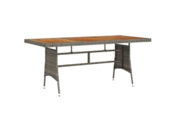 Mesa de jardín LOVELY HOME para cenar en mimbre y acacia maciza, color gris (160 x 70 x 72 cm)