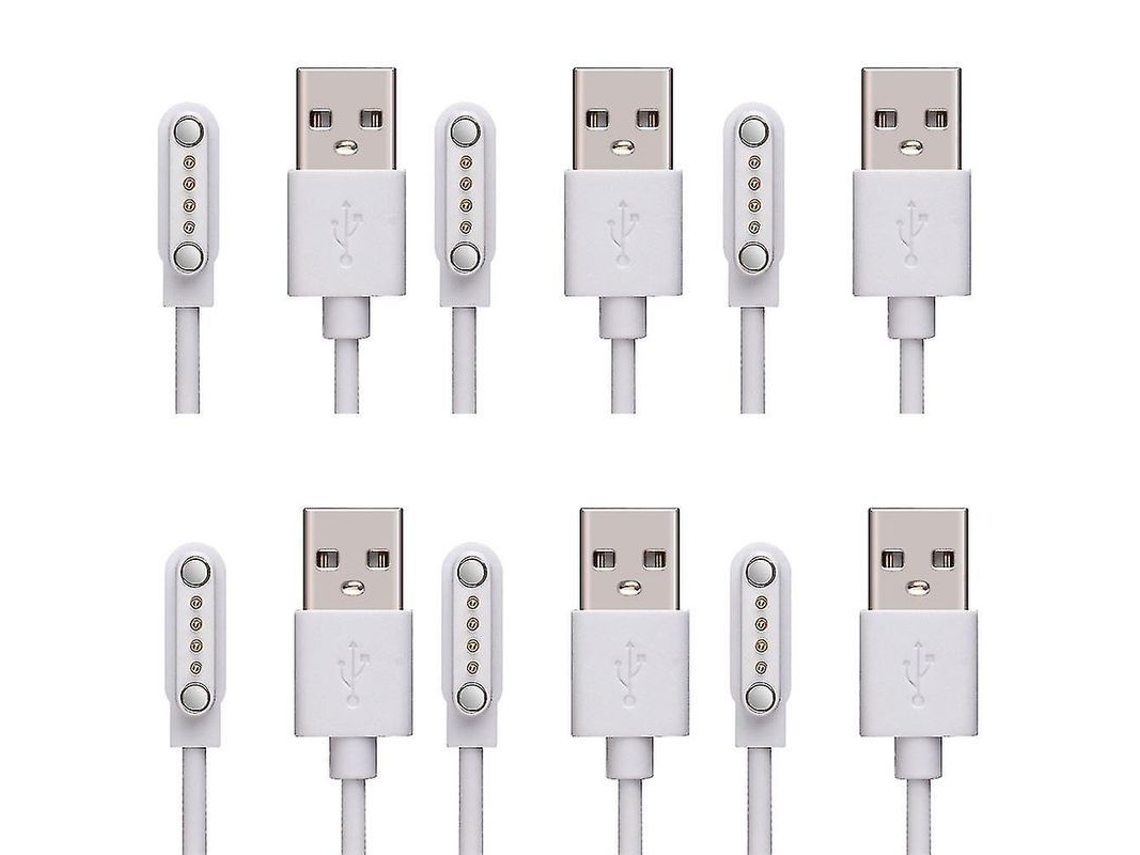 Cable De Carga Para Relojes Inteligentes Con 4 Pines Magnéticos, Paquete De 2 Cables Usb Para Relojes Inteligentes, Pulseras Y Auriculares Bluetooth.