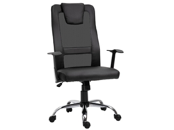 Silla ergonómica ajustable con mecanismo de balanceo y reposabrazos, soporta hasta 120 kg, color negro, para un trabajo cómodo.