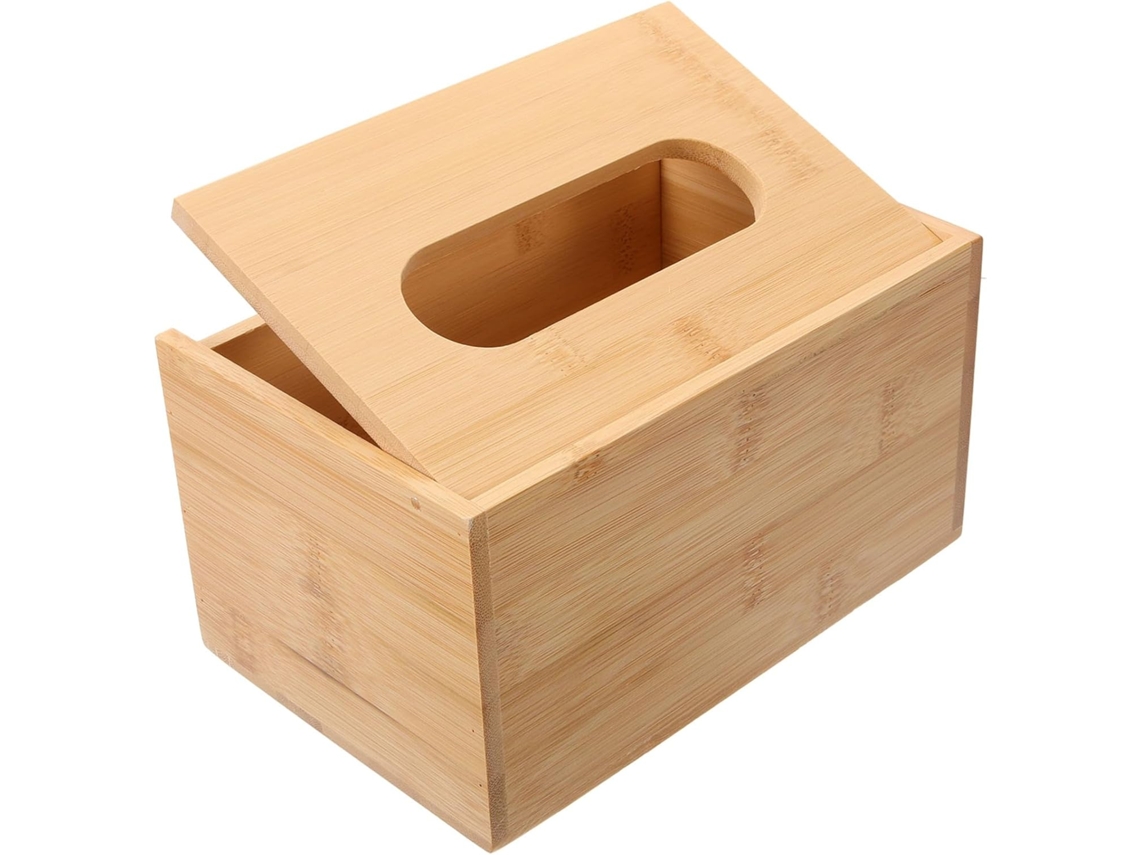 Caja rectangular de madera para pañuelos, ideal para guardar pañuelos en casa. Slowmoose