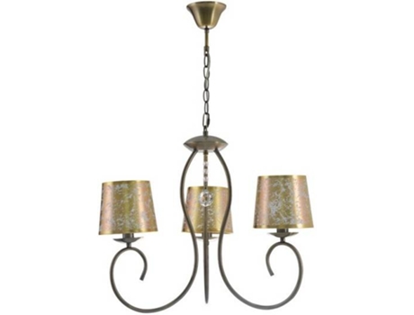 Lámpara de Techo FABRILAMP Tampico 3 Luces (Marrón - E14 - Máx. 40W - Metal - Tela)