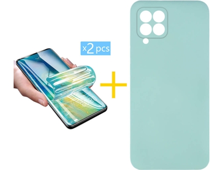Carcasa + 2 Protectores de Pantalla para Huawei P40 Lite SKYHE Verde Agua