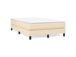 Cama Box Spring Con Colchón Tela Color Crema 120x190 Cm