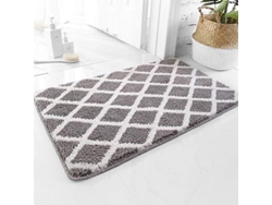 Alfombrilla de baño antideslizante y lavable de microfibra LINJOU, 50x80cm, gris.
