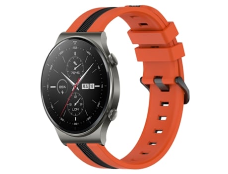 Correa de reloj inteligente para Huawei GT2 Pro Correa de reloj de silicona vertical bicolor de 22 mm (naranja + negro)