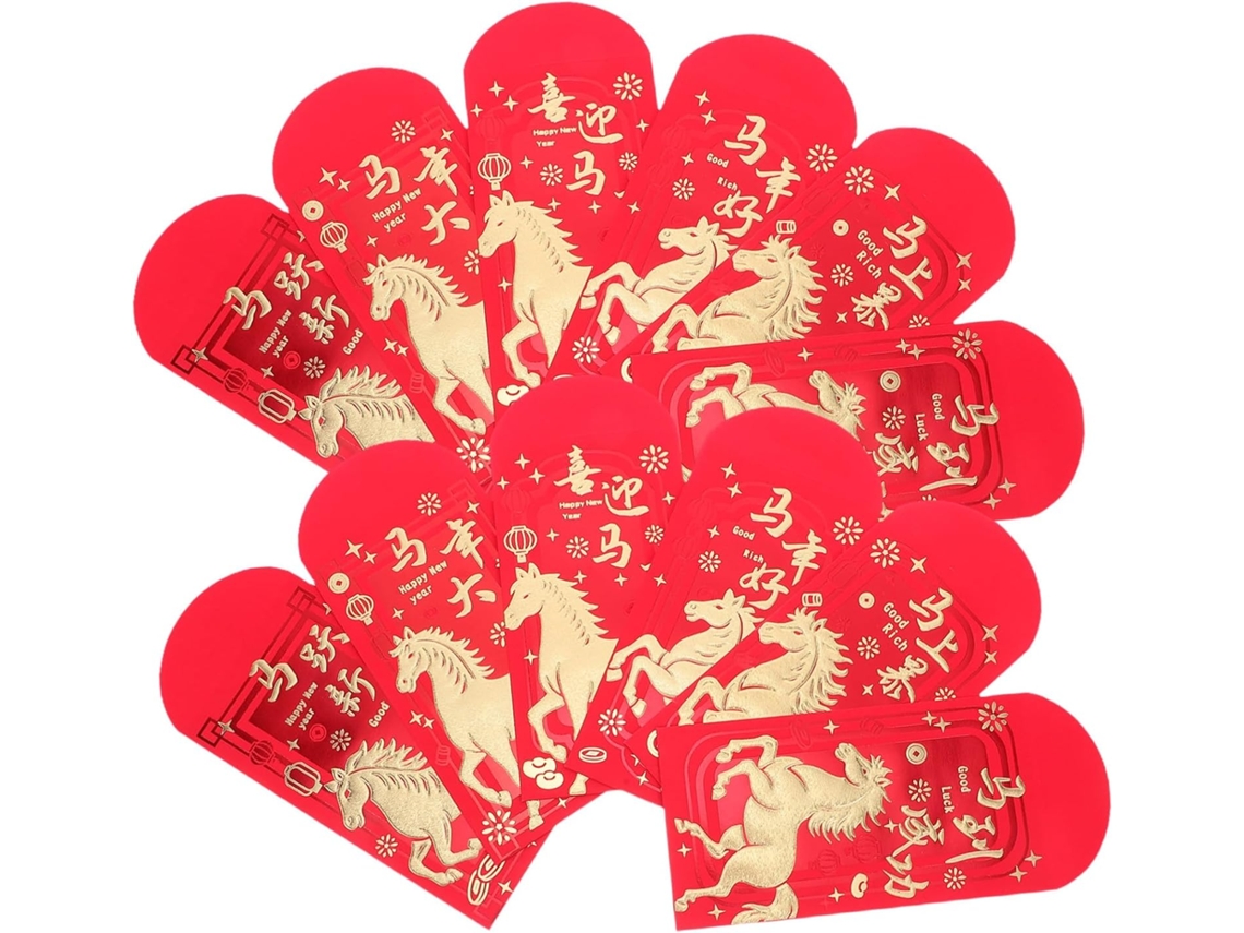 36 Sobres Rojos Con Diseño De Caballo Del Zodiaco Chino Para El Año Nuevo Lunar, De Papel Hongbao