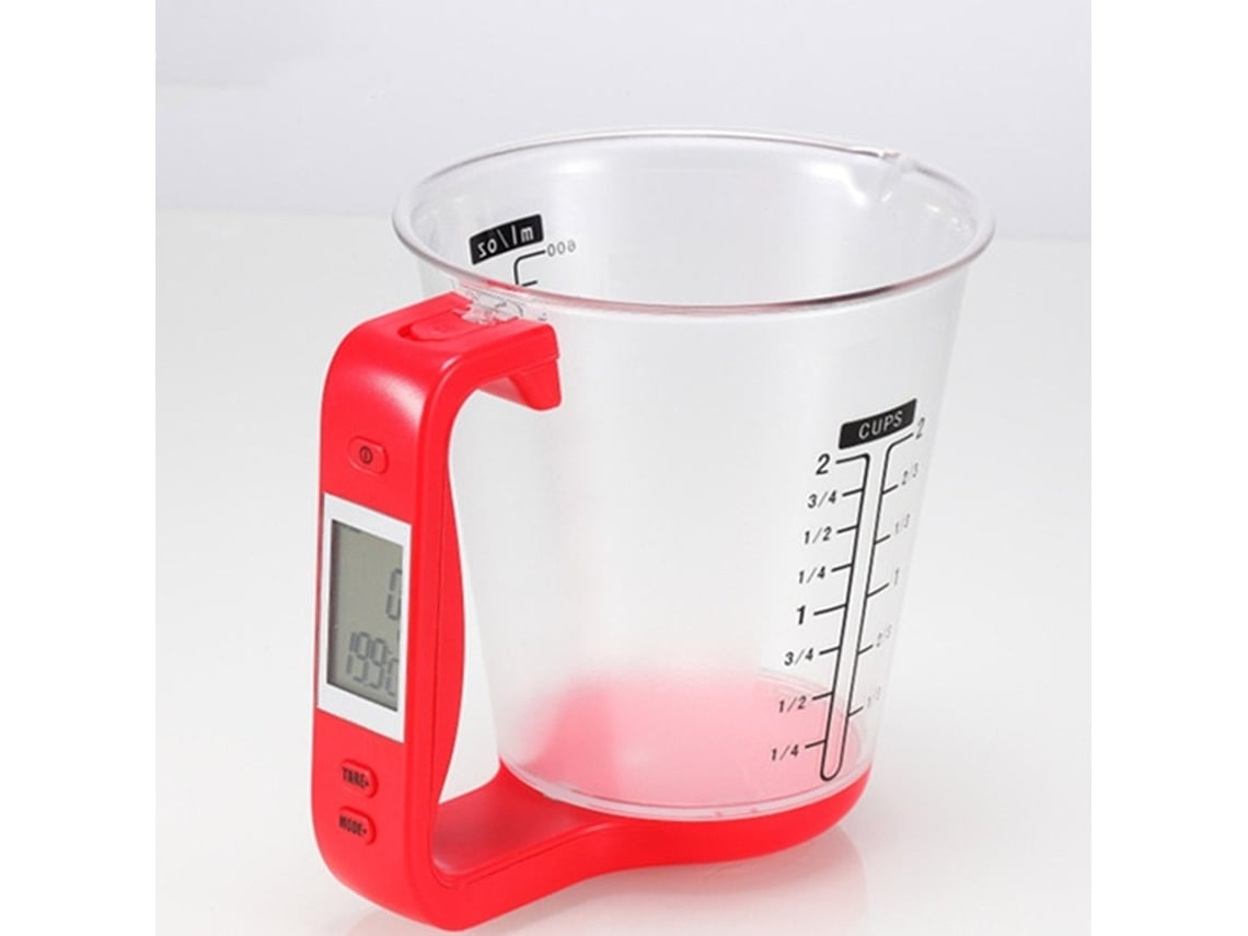 Báscula Electrónica De Cocina (roja) De 1000 G/1 G, Taza Medidora Electrónica, Herramienta De Medición Para Hornear Y Hacer Bricolaje.