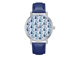 Reloj De Pulsera De Cuarzo Con Correa De Cuero, Diseño Moderno, Regalo Único, Azul Marino.