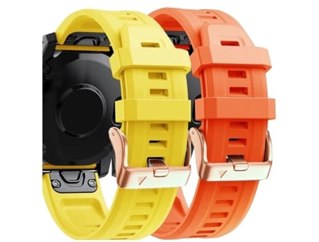 Correa Silicona Cierre Metálico para Garmin Epix Pro 42Mm Gen 2 Amarillo y Naranja Pack 2X VEANXIN