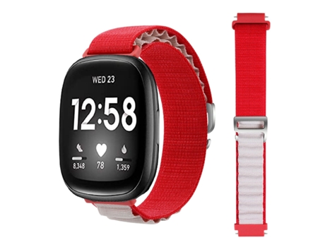 Correa Loop Alpine para Fitbit by Google Versa 3 Rojo y Blanco