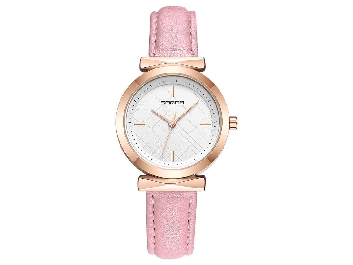 Reloj De Moda Para Mujer Con Correa De Pu Y Movimiento De Cuarzo, Informal, Elegante, Rosa.