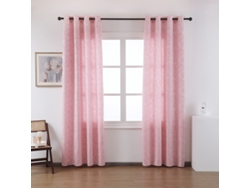 Cortina de Tela Gruesa con Estampado Tridimensional de Margaritas Rosa Salvaje 140 x 260 cm - Individual