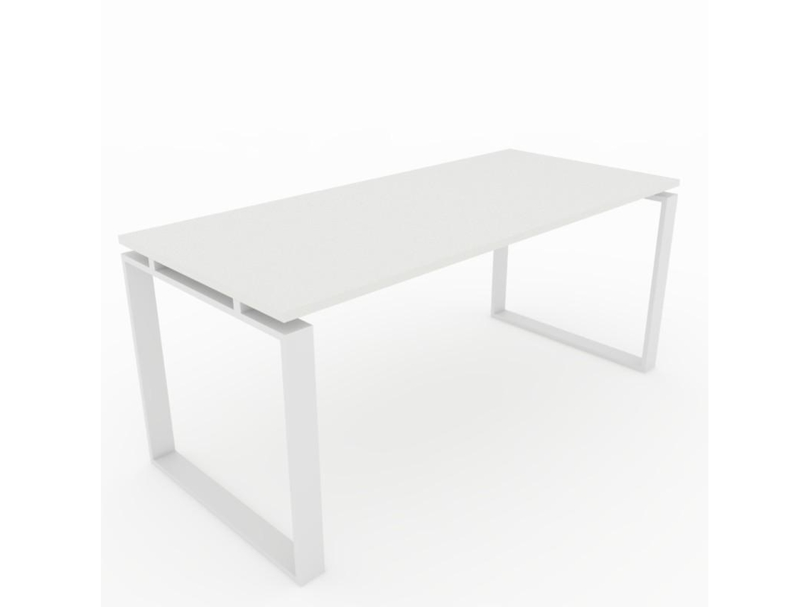 Mesa/Escritorio para teletrabajo, Oficina y hogar. Estructura Marco Cerrado Color Blanco. Tablero color Blanco. Fabricado en España. (140 x 80 cm). OFICIT