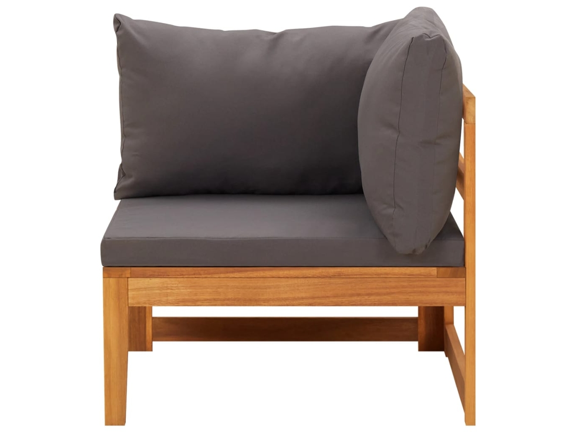 Sofá De Salón | Sofá De Descanso | Sofá De Esquina Madera Maciza De Acacia Con Cojines Gris Oscuro Wsd651115