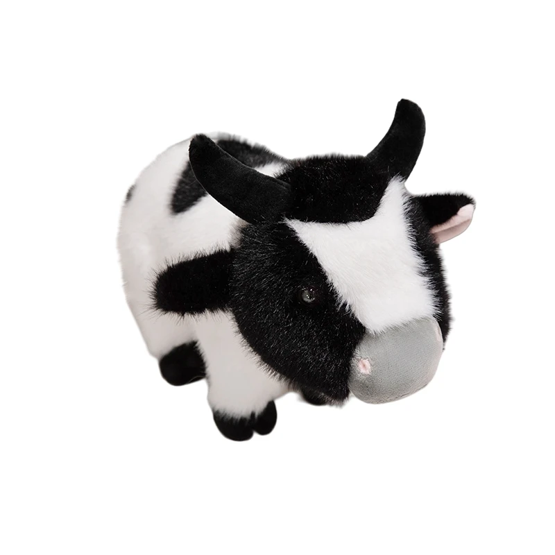 (blanco Y Negro, 40 Cm) Peluche Realista De Vaca, Peluche Suave De Ternero
