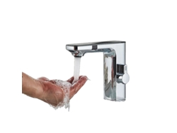 Grifo de lavabo con sensor sin contacto y pantalla digital de temperatura, cromado