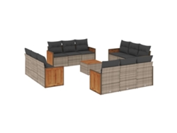 Maison Exclusive - Set Sofás De Jardín Con Cojines 13 Piezas Ratán Sintético Gris