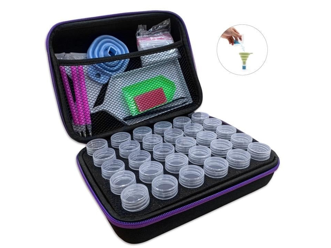 SZSMART  Ferramentas para desenho  5D Caixa de Armazenamento de Pintura com Diamante Contas de Joias para Pintura Jarra (30 Slots com Ferramentas)