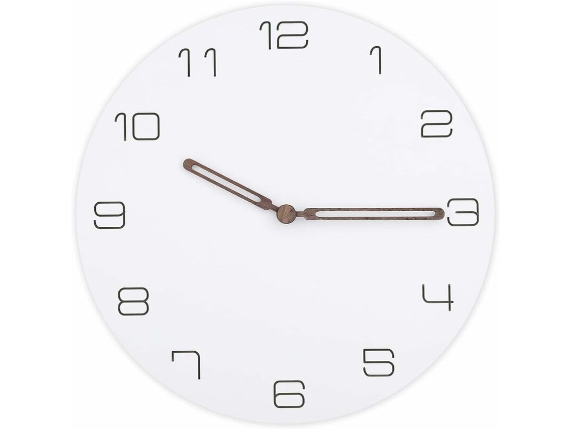 Reloj de pared de madera redondo, silencioso, moderno, 30 cm, blanco Kofihety