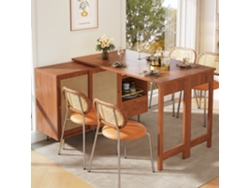Buffet, Mueble Bar Giratorio Extensible en MDF con Varios Compartimentos Marrón Mobrio