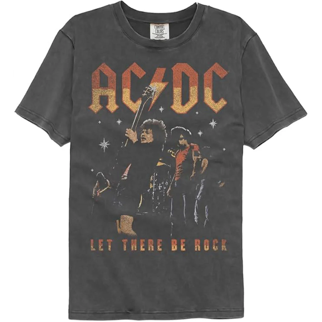 Rockinstone Unisex Ac/dc Ac/dc Let There Be Rock F B Comfort Color Camiseta-m