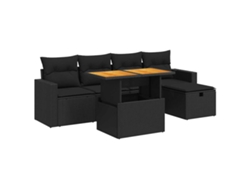 Conjunto 6 De Sofás Para Jardín VIDAXL Negro Poli Ratán(100 x 55 x 73 cm)