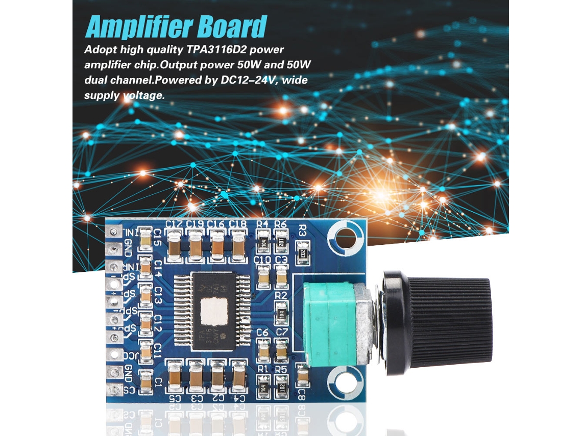 2026as-placa De Amplificador De Potencia Digital De Alto Potencia 50w+50w Canal Dual Dc12-24v