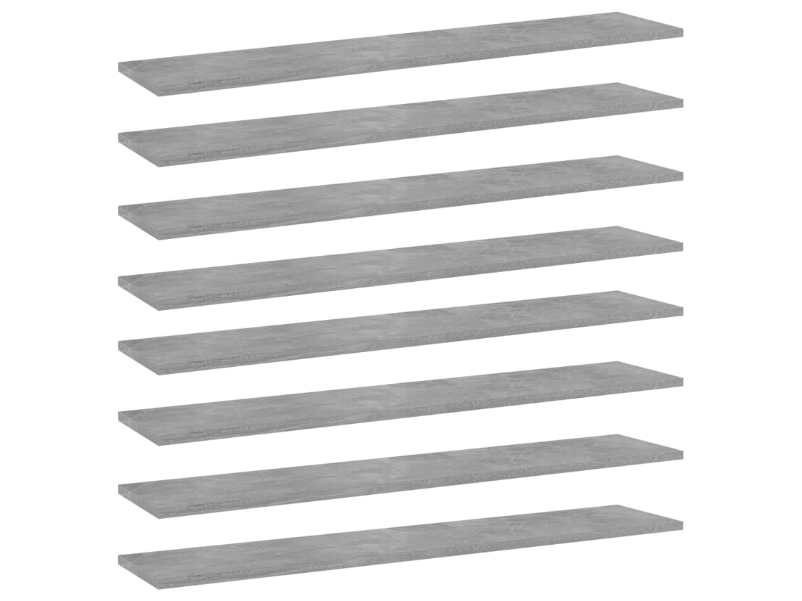 vidaXL Estantes estantería 8 uds aglomerado gris hormigón 100x20x1,5cm
