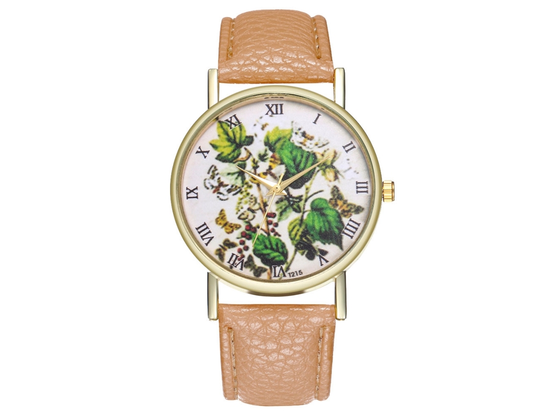 Reloj De Pulsera Analógico De Cuarzo Redondo Estilo Moda Beige