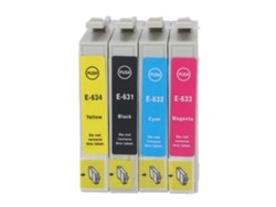 Kit con 4 cartuchos de tinta negra CMY de alta capacidad para impresoras T0631, T0632, T0633 y T0634 | Sin marca