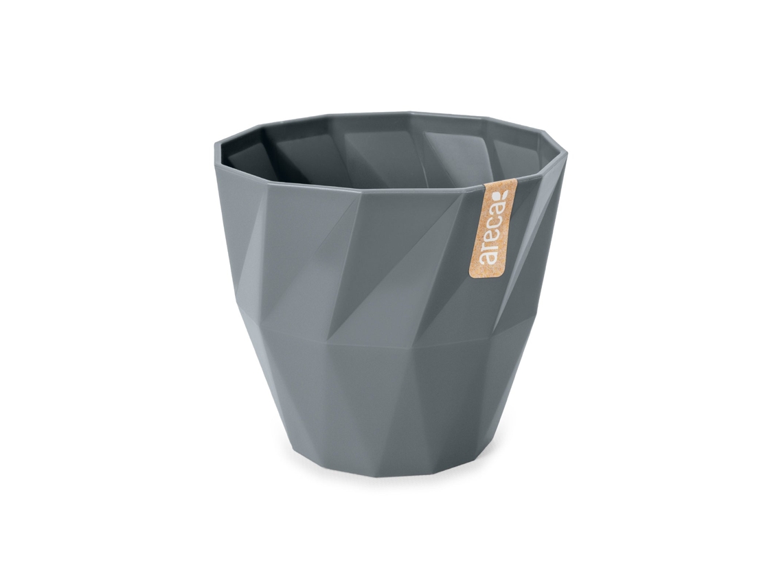 ARECA Quartz - Maceta Redonda Decorativa 15 cm con Textura Gris