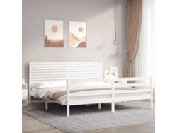 Estructura De Cama Con Cabecero Madera Maciza Blanco 200x200 Cm