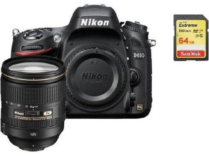 Kit Cámara Réflex NIKON D610 + AF-S 24-120MM F4G ED VR + 64GB SD