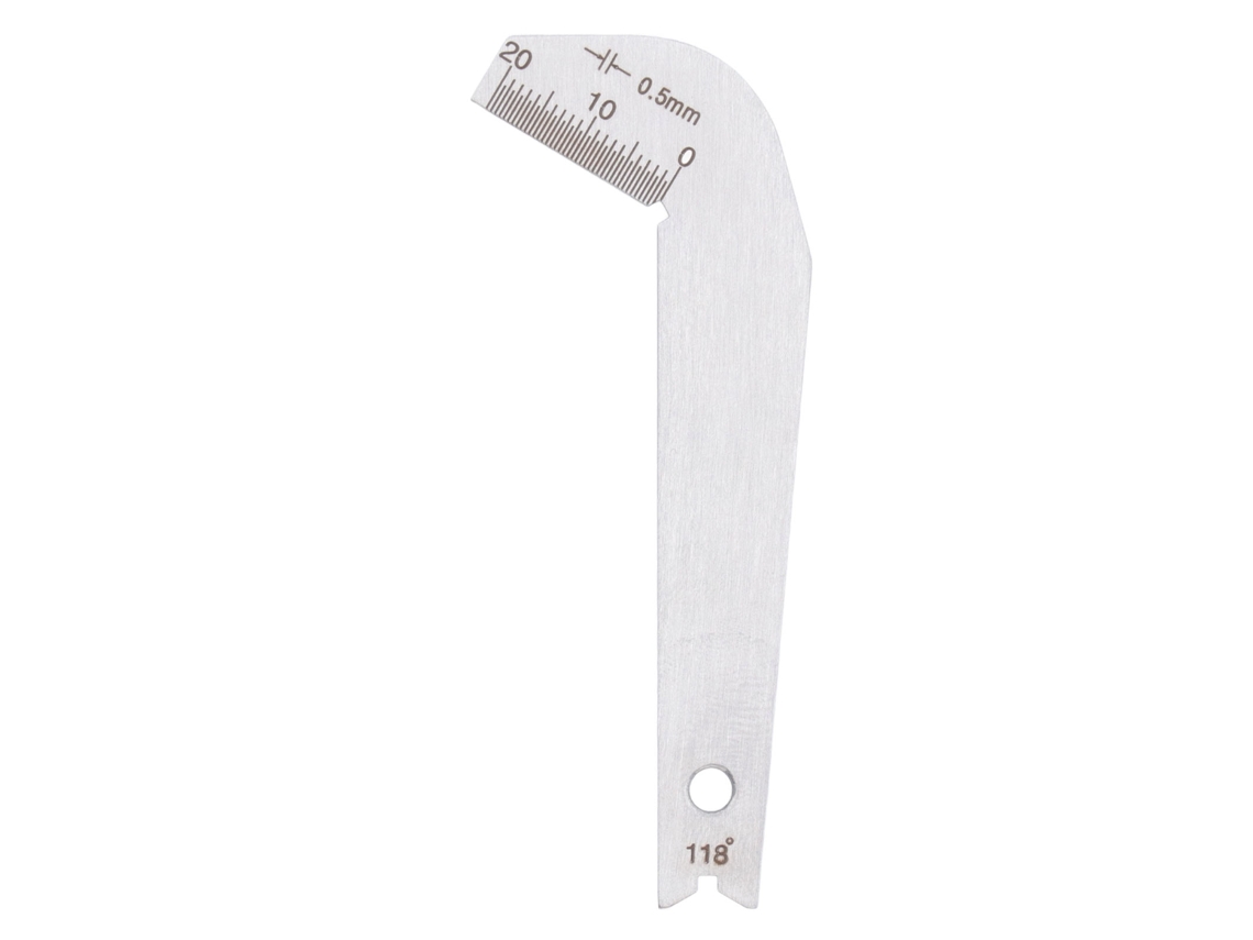 Calibrador De Afilado De Brocas De Acero Inoxidable Con Ángulo De 118°, Precisión De 0,5 Mm.