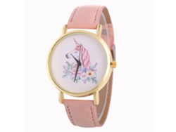 Reloj De Pulsera De Cuarzo Informal Para Mujer Con Correa De Piel Sintética Rosa.