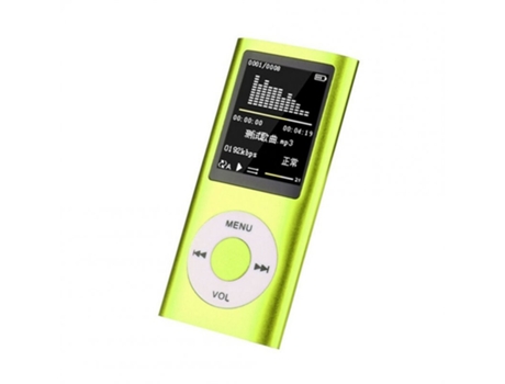 Lector MP3 Reproductor de libros electrónicos con grabadora de radio Fm integrada de reproducción de música de 1,8 pulgadas con cable USB verde
