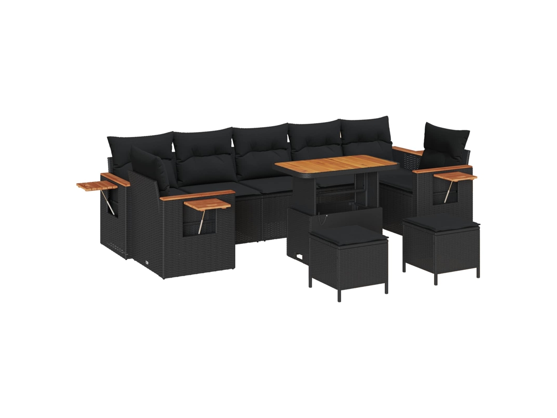 Maison Exclusive - Conjunto De Sofás De Jardín 13 Pcs Negro Ratán Sintético