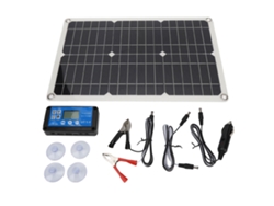 Cargador solar portátil Primerox de 100 W y 18 V con panel monocristalino y controlador USB.