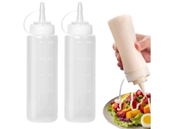 2 Frascos De Plástico De 8oz Grado Alimentario Para Condimentos Con Tapa Dispensador De Salsas Y Sazonadores